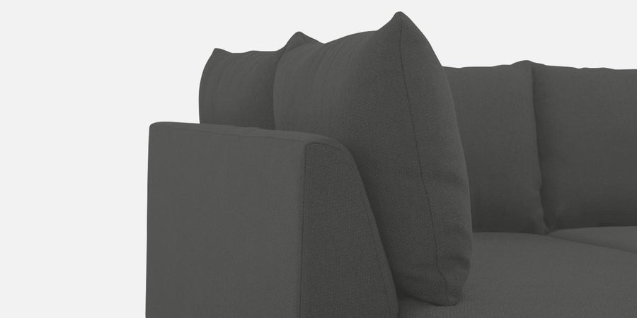 Ira RHS 6 Seater Convertible Cum Bed Fabric Sofa - Charcoal Grey side view  - Febonic Living