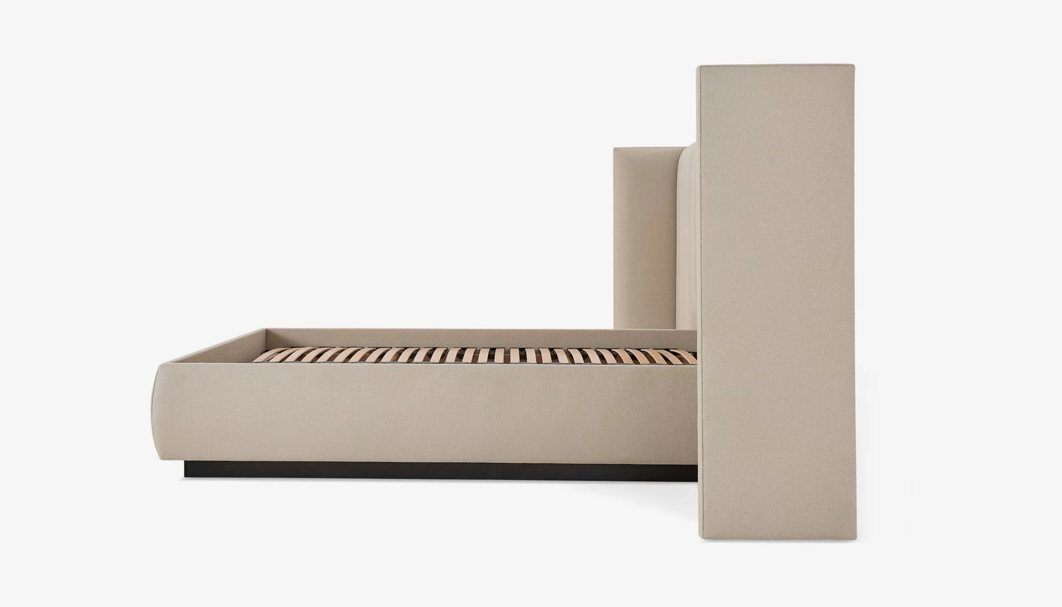 Ishan Fabric Upholstered King Size Bed In Pearl White Colour