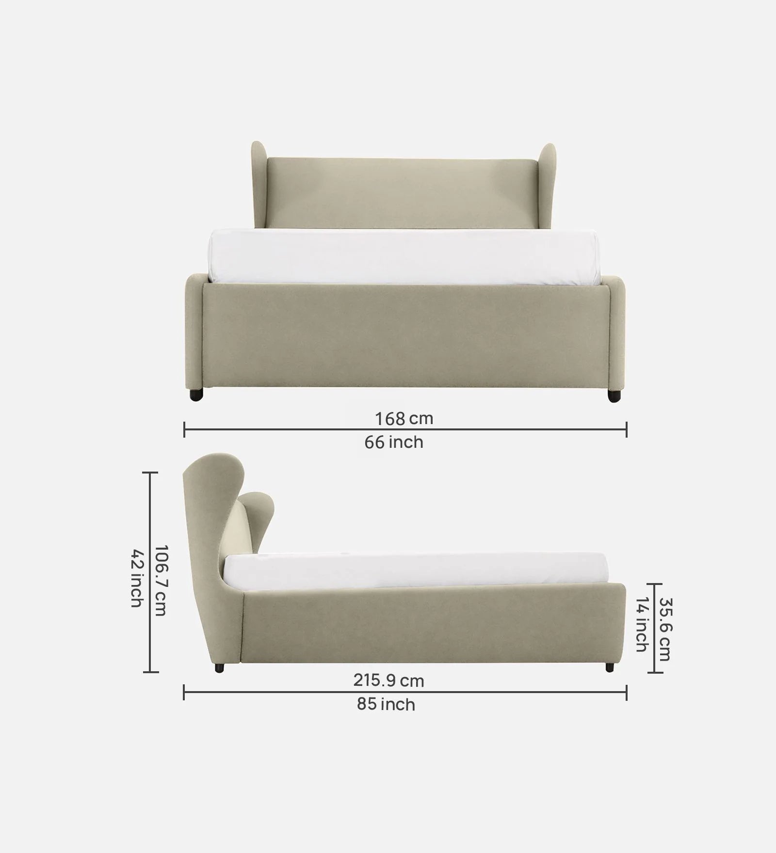 Ivana Velvet Upholstered Queen Size Bed In Camel Beige Colour - Febonic Living