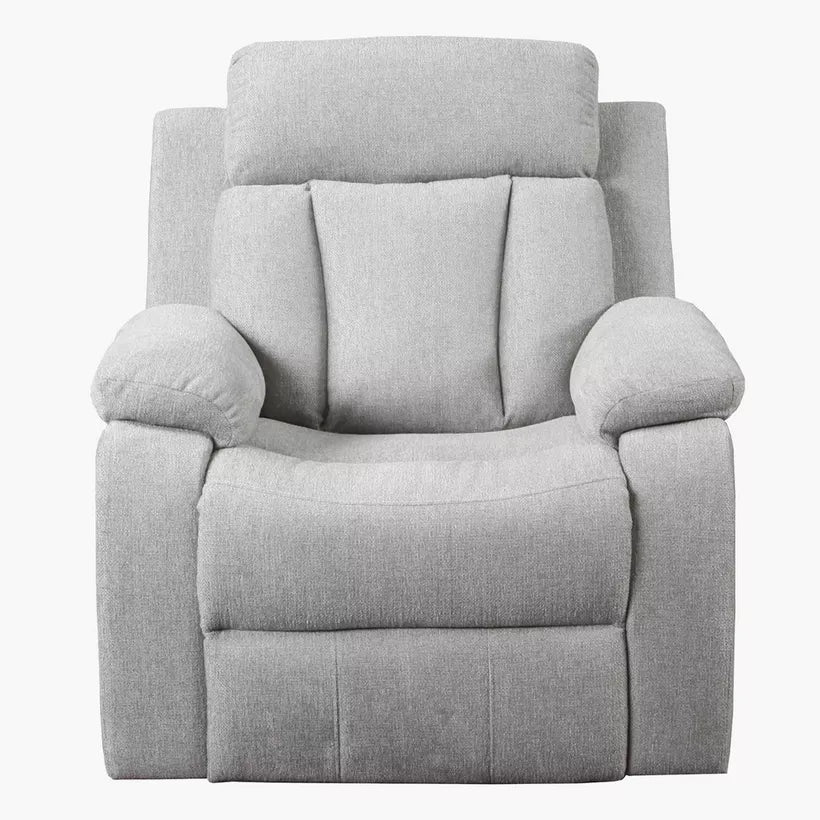 Jade 1 Seater Motorized Fabric Recliner - Lit Grey - Front View by Febonic Living