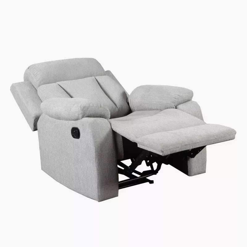 Jade 1 Seater Motorized Fabric Recliner - Lit Grey - Reclined View by Febonic Living