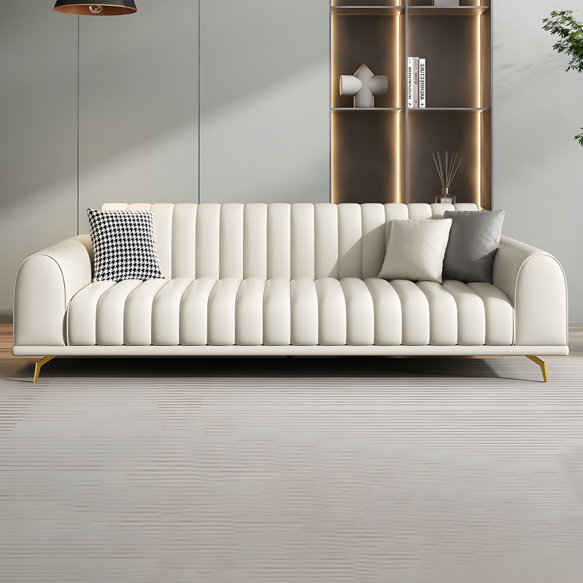 Jenni Waterproof Velvet 3 Seater Sofa In Cashew Cream Colour