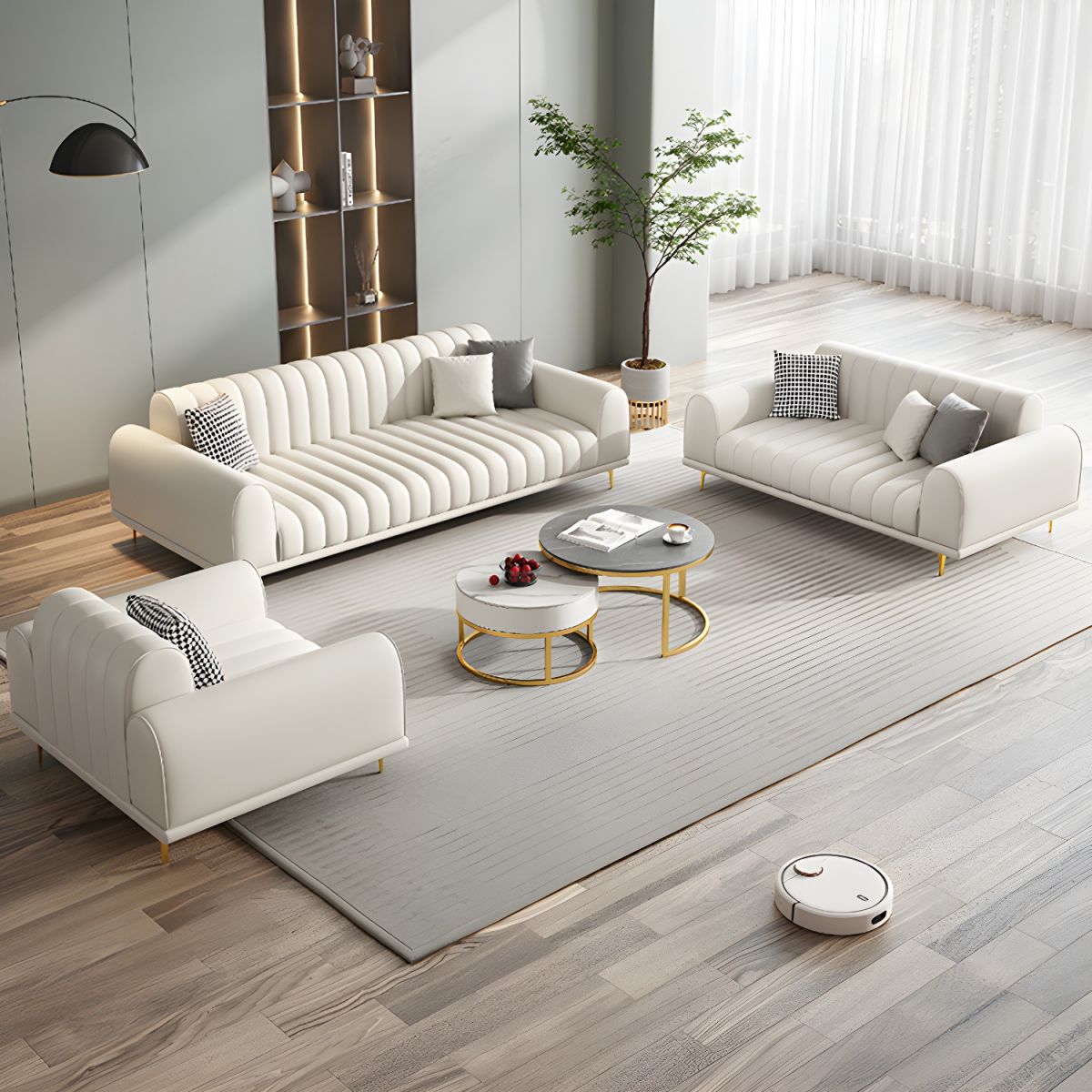 Jenni Waterproof Velvet 3 Seater Sofa In Cashew Cream Colour