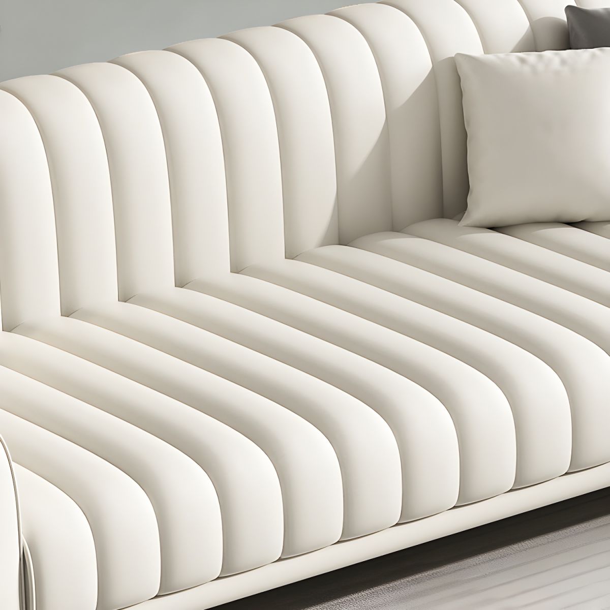 Jenni Waterproof Velvet 3 Seater Sofa In Cashew Cream Colour