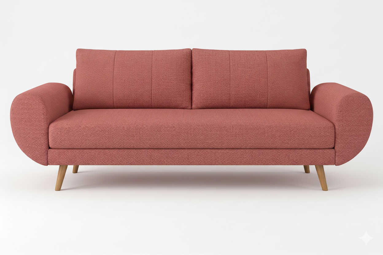 Jesda 3 Seater Fabric Sofa - Salmon Pink