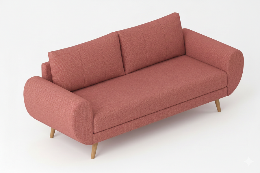 Jesda 3 Seater Fabric Sofa - Salmon Pink