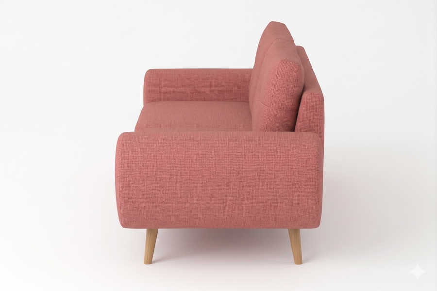 Jesda 3 Seater Fabric Sofa - Salmon Pink