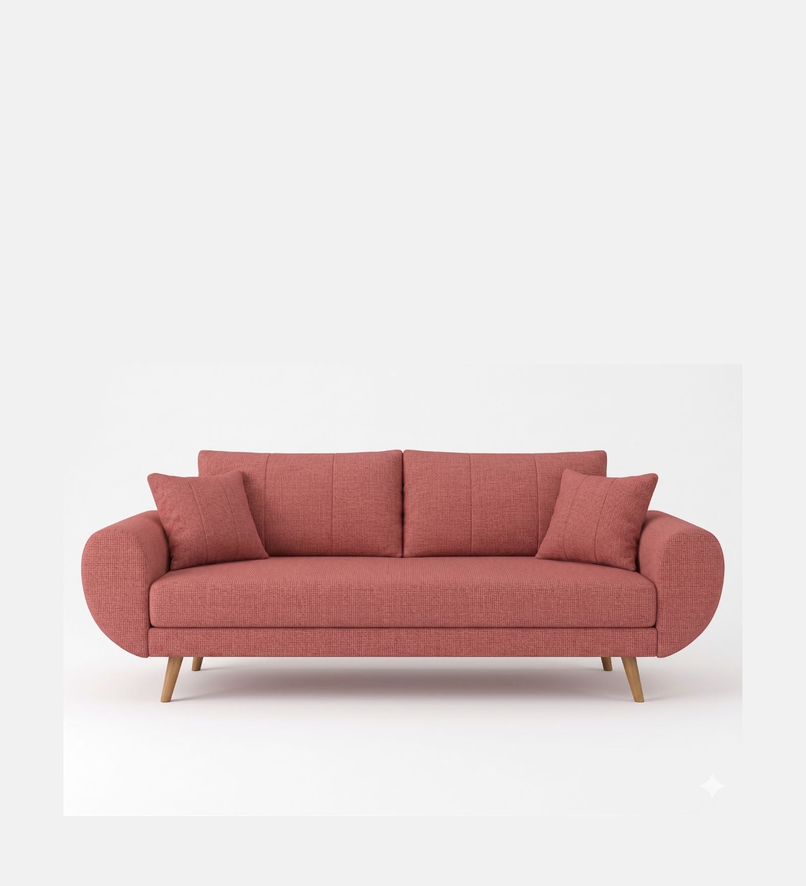 Jesda 3 Seater Fabric Sofa - Salmon Pink