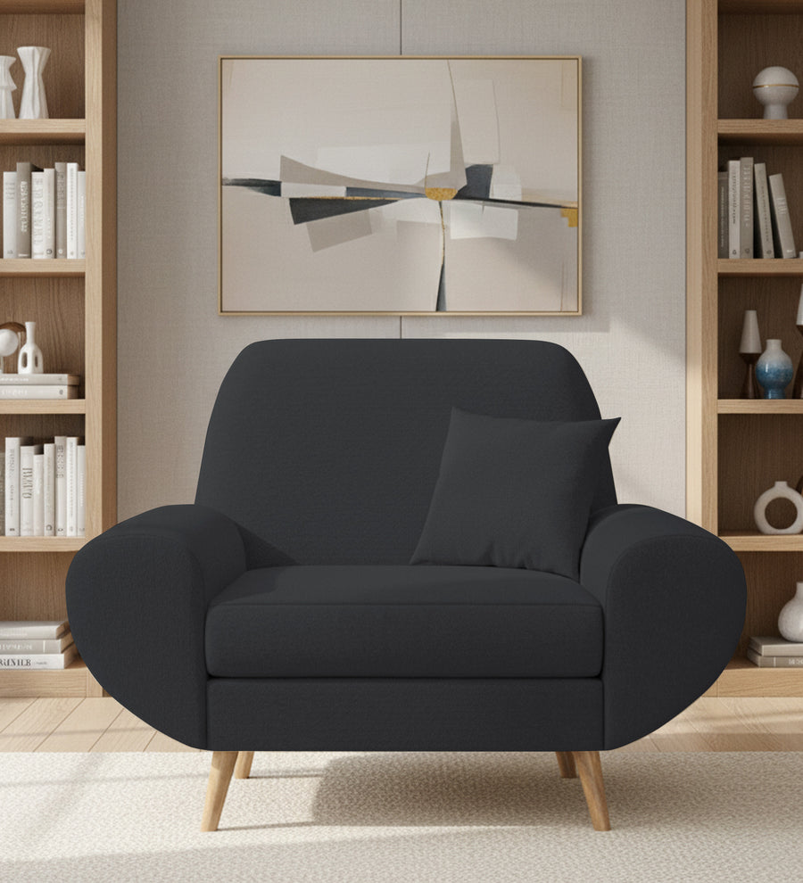 Jessy  1 Seater Fabric Sofa - Charcoal Grey by Febonic Living