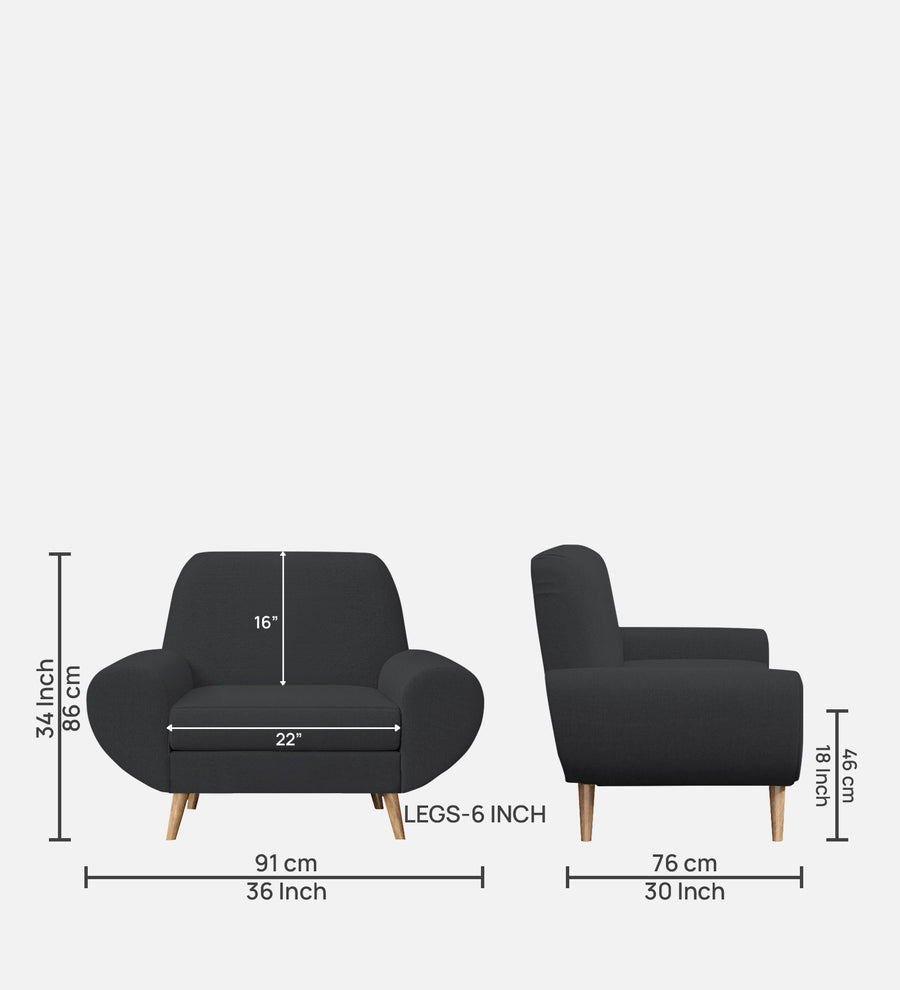 Jessy Fabric 1 Seater Sofa In Charcoal Grey Colour - Febonic Living