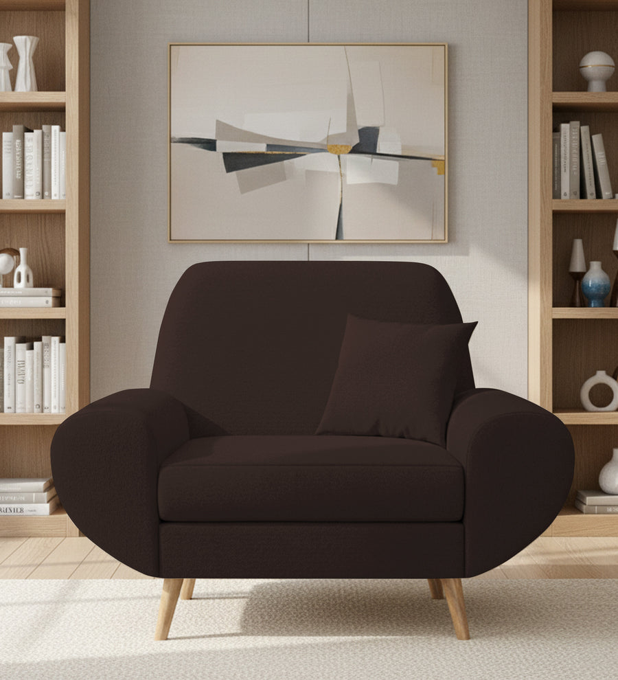 Jessy  1 Seater Fabric Sofa - Coffee Brown by Febonic Living