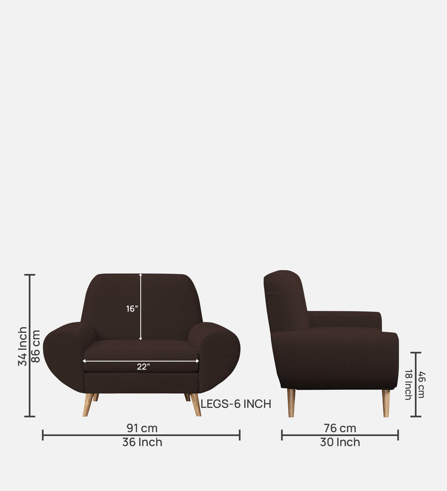Jessy Fabric 1 Seater Sofa In Coffee Brown Colour - Febonic Living