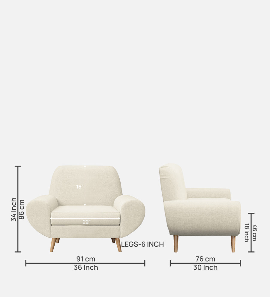 Jessy Fabric 1 Seater Sofa In Ivory Cream Colour - Febonic Living