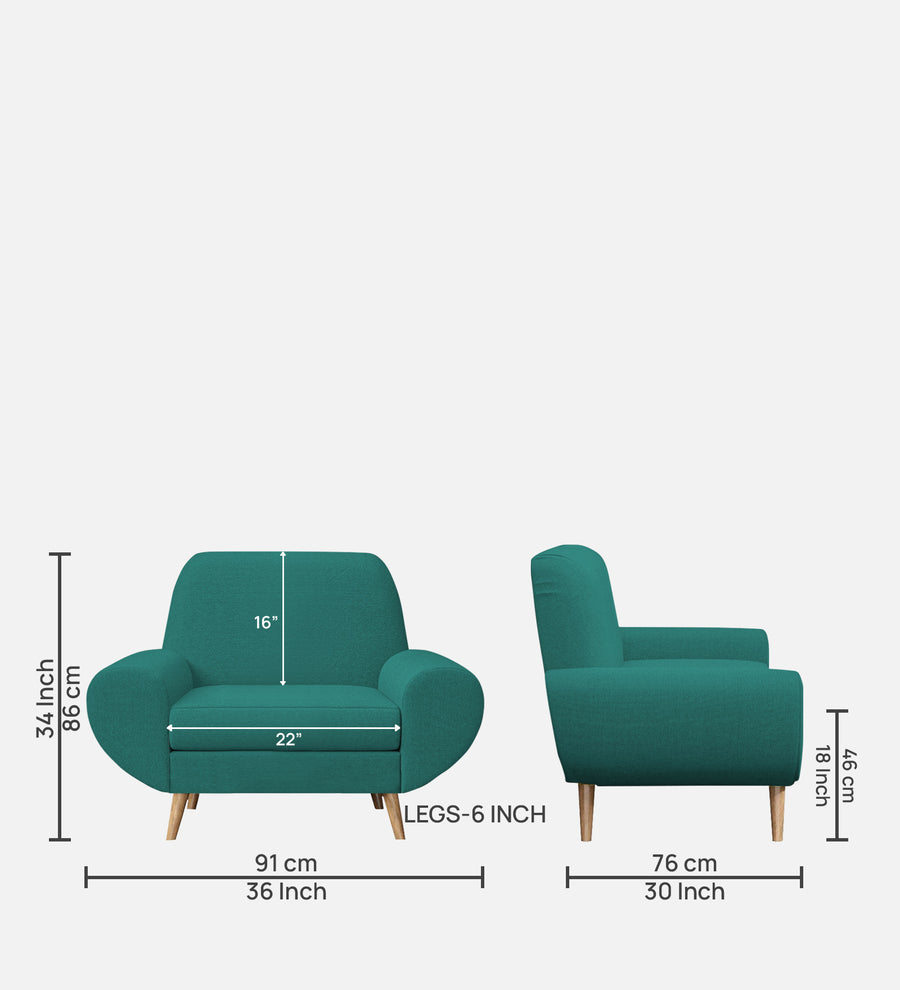 Jessy Fabric 1 Seater Sofa In Sea Green Colour - Febonic Living