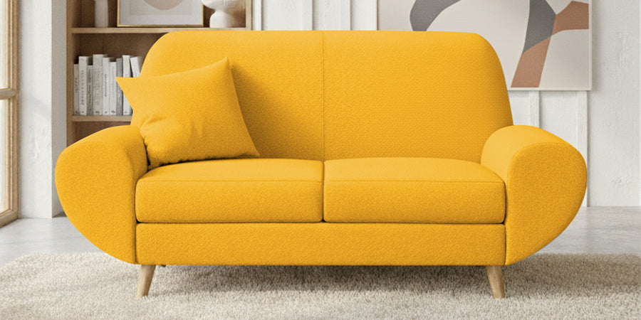 Jessy Fabric 2 Seater Sofa In Bold Yellow Colour - Febonic Living