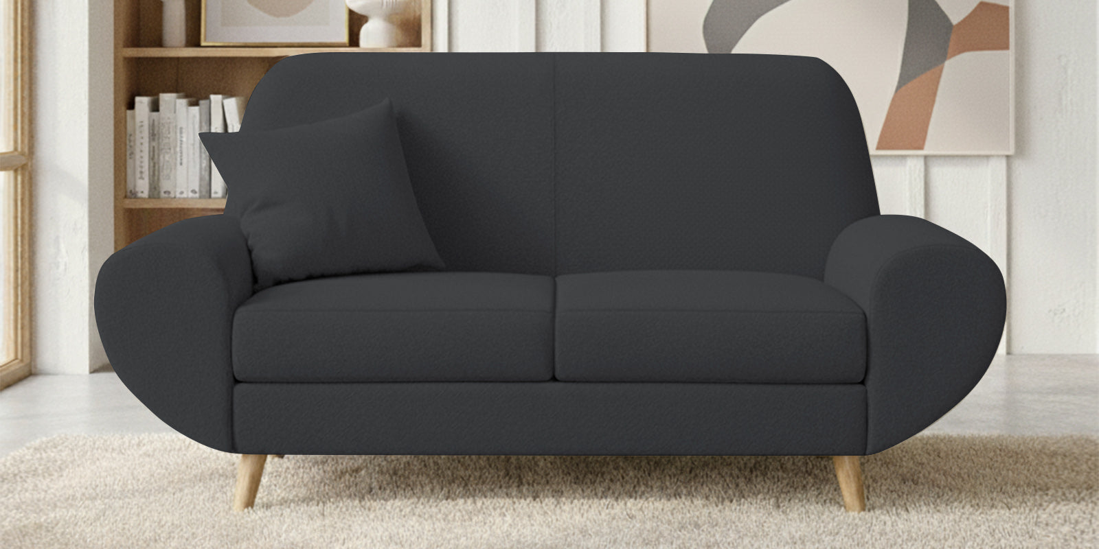 Jessy Fabric 2 Seater Sofa In Charcoal Grey Colour