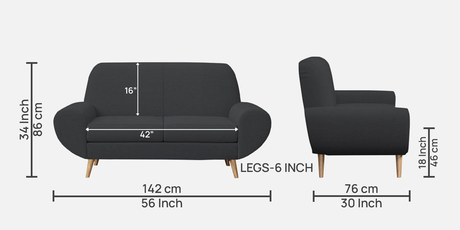 Jessy Fabric 2 Seater Sofa In Charcoal Grey Colour - Febonic Living