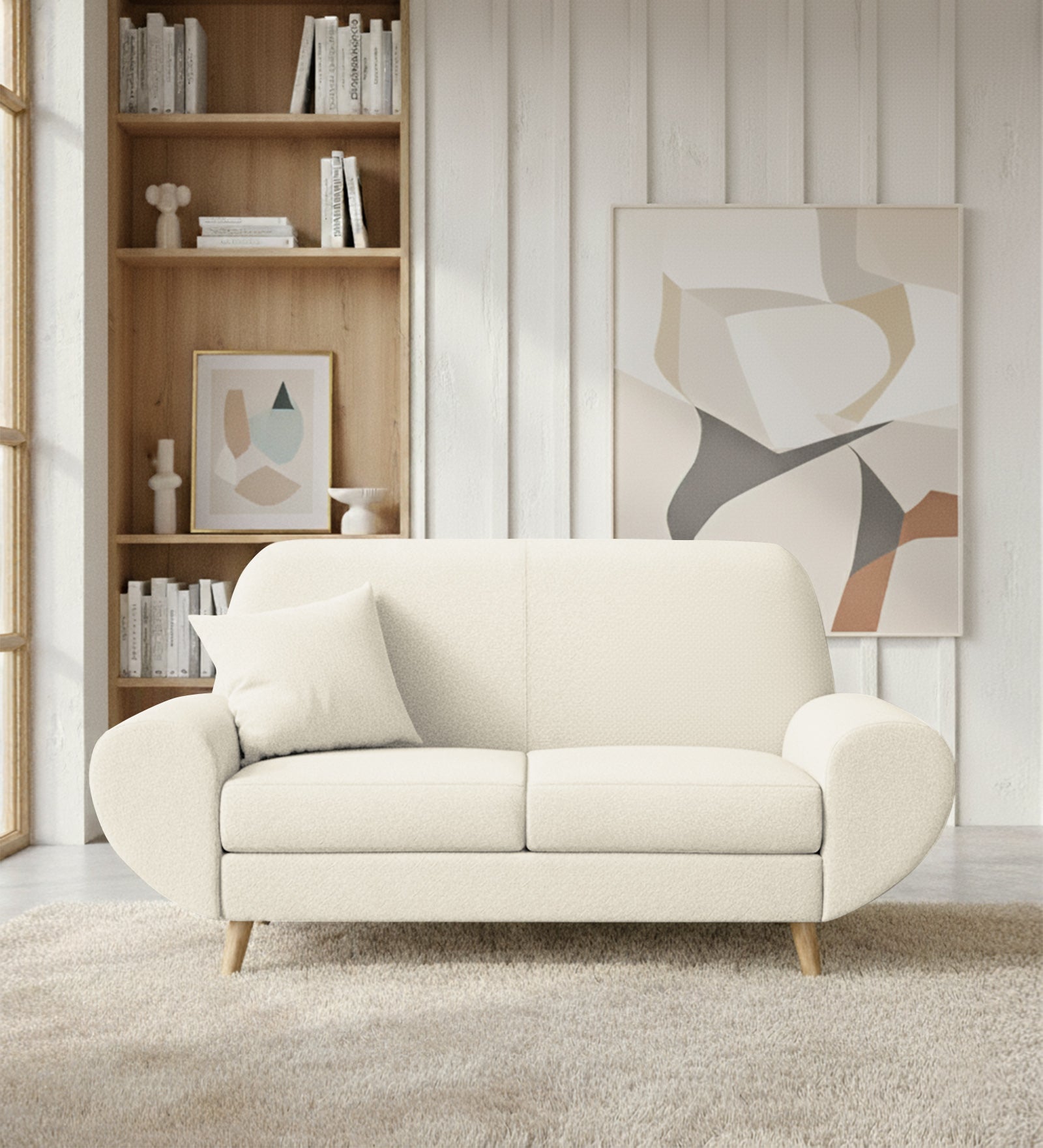 Jessy Fabric 2 Seater Sofa In Ivory Cream Colour