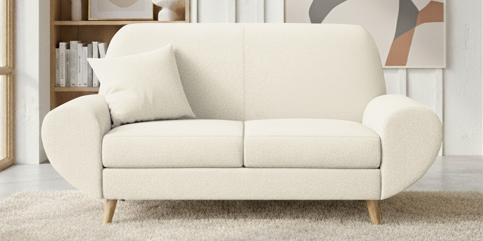Jessy Fabric 2 Seater Sofa In Ivory Cream Colour