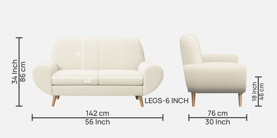 Jessy Fabric 2 Seater Sofa In Ivory Cream Colour - Febonic Living