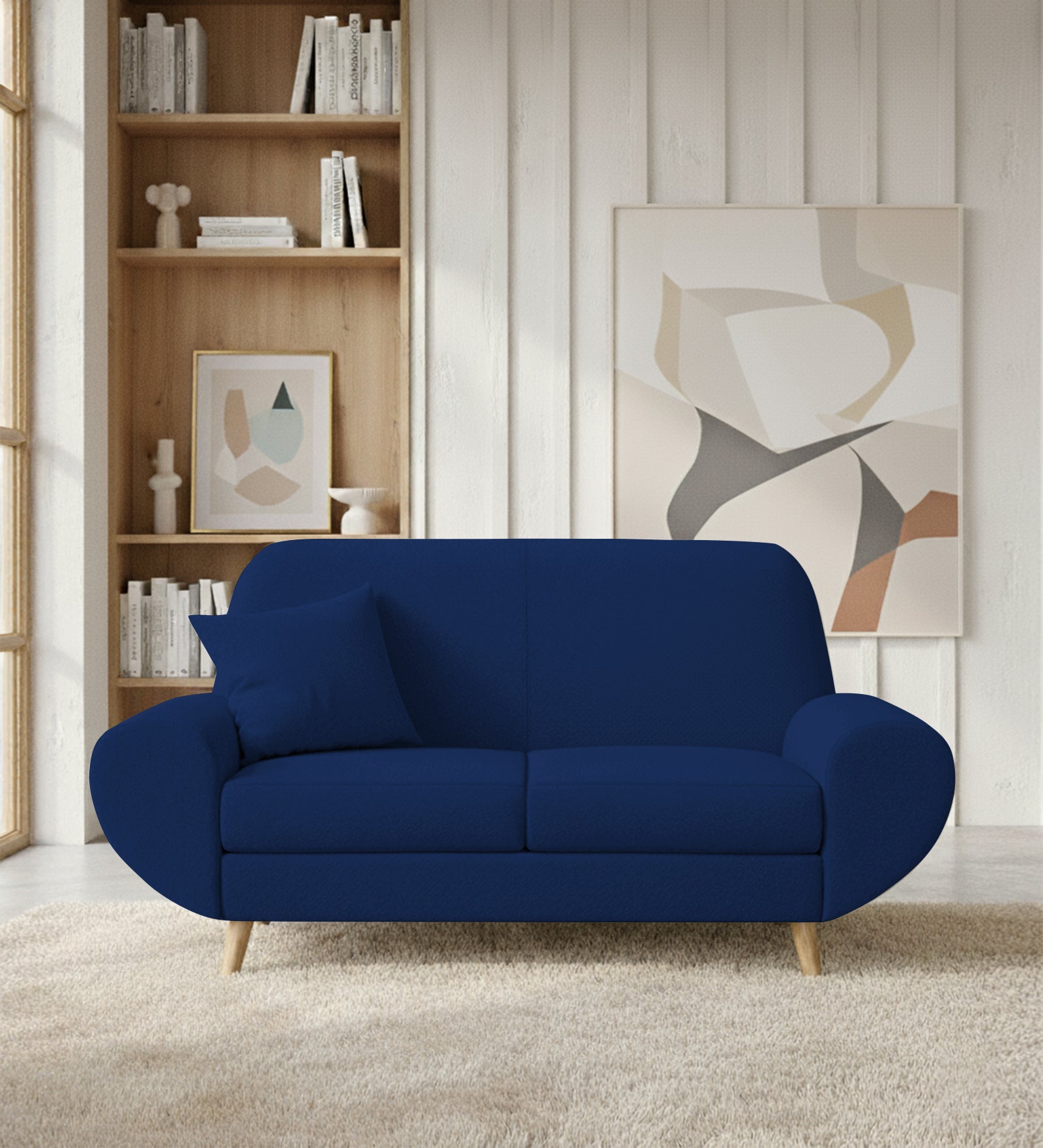 Jessy Fabric 2 Seater Sofa In Royal Blue Colour