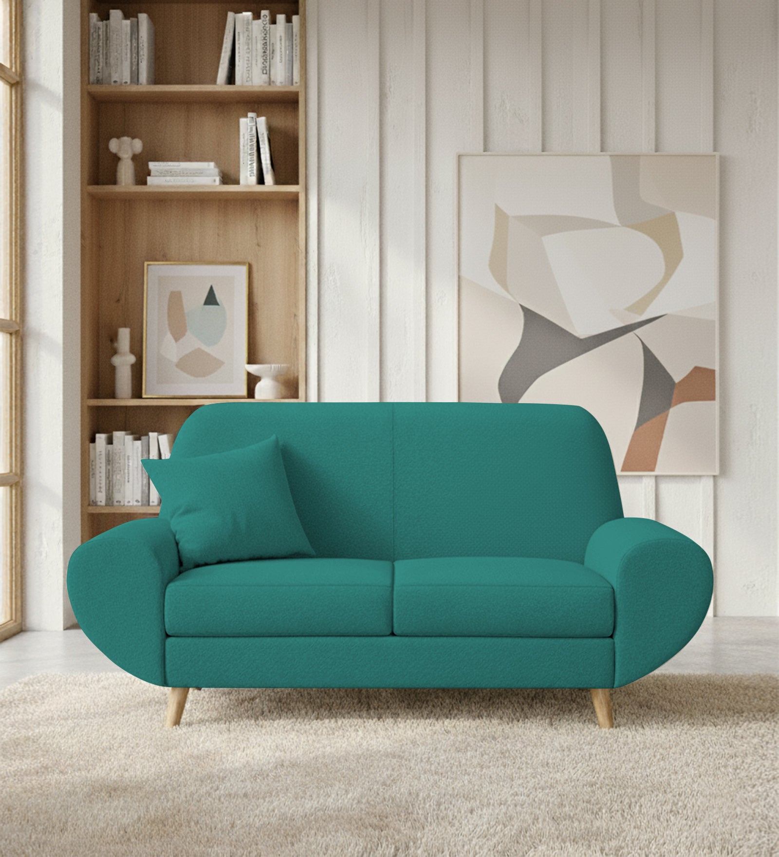 Jessy Fabric 2 Seater Sofa In Sea Green Colour