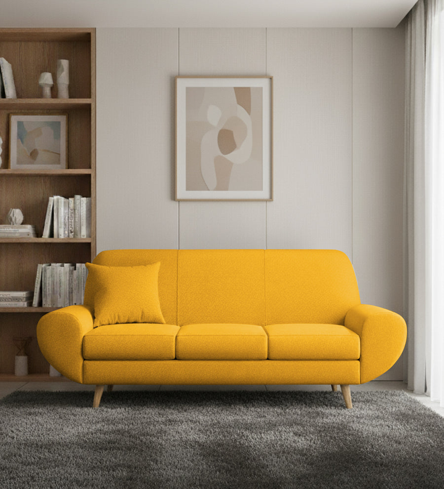 Jessy 3 Seater Fabric Sofa - Bold Yellow by Febonic Living