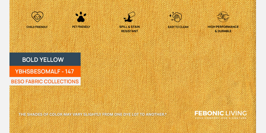 Jessy Fabric 3 Seater Sofa In Bold Yellow Colour - Febonic Living