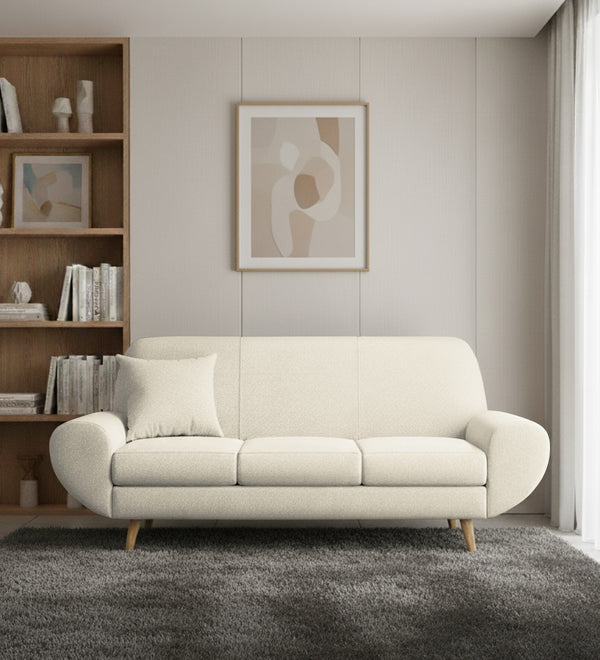 Jessy 3 Seater Fabric Sofa - Ivory Cream