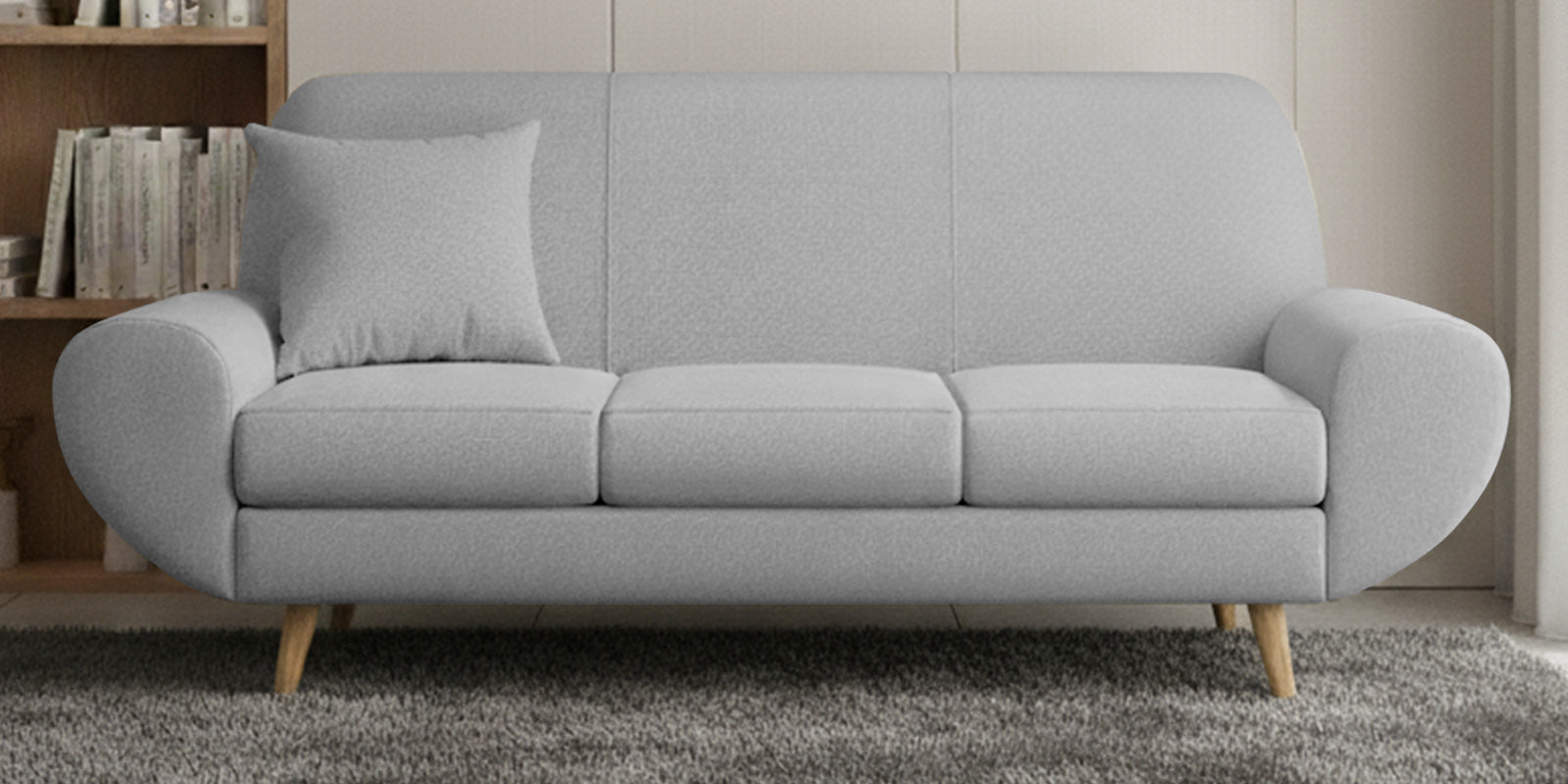 Jessy Fabric 3 Seater Sofa In Lit Grey Colour