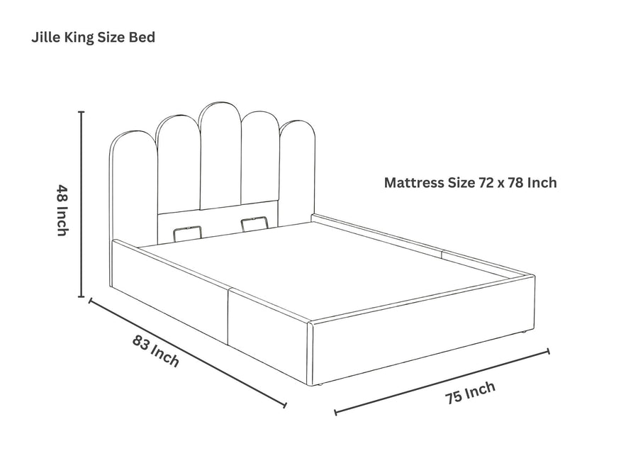 Jille  Upholstered Velvet King Size Bed - Millenial Pink