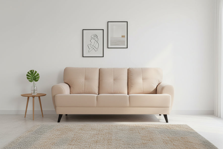 Jisba 3 Seater Fabric Sofa - Beige by Febonic Living