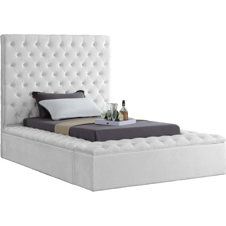 Teddy Velvet King Size Bed In Warm White Colour