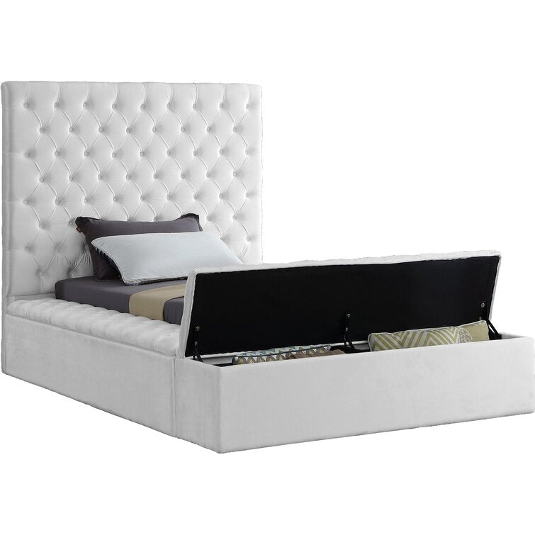 Teddy Velvet King Size Bed In Warm White Colour