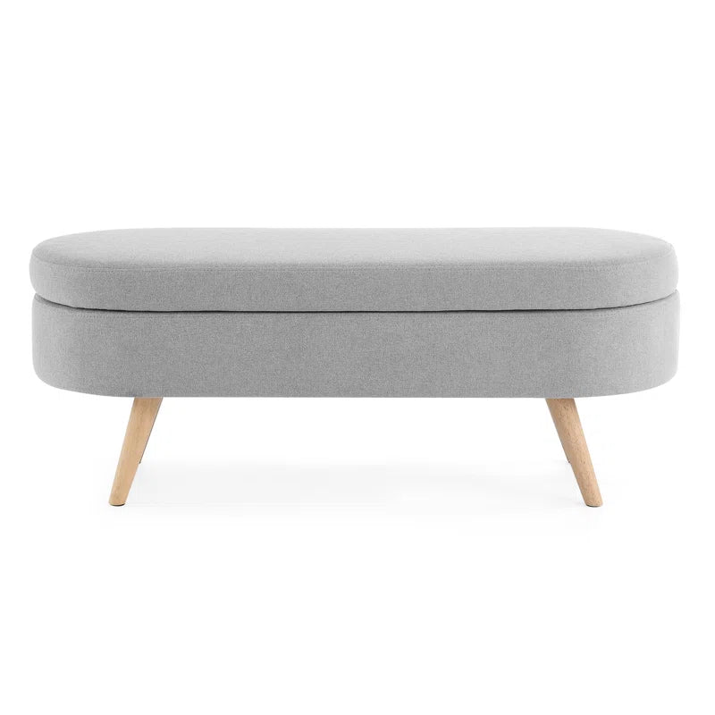 Azzay Velvet Bench In Grey Colour With Storage - Febonic Living