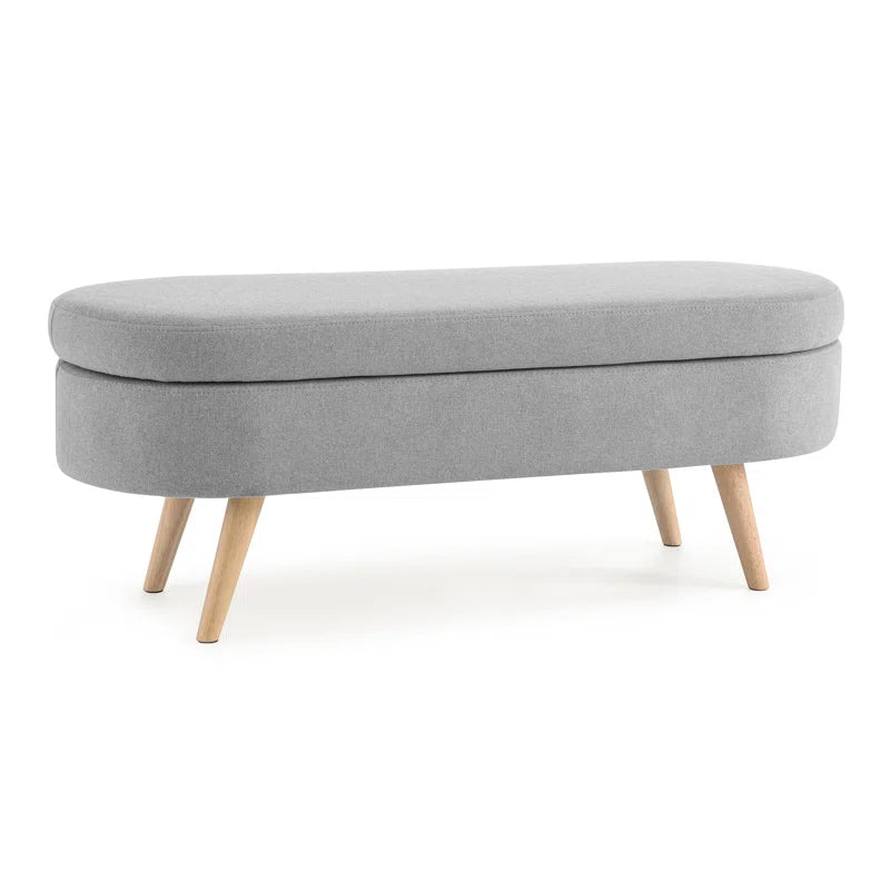 Azzay Velvet Bench In Grey Colour With Storage - Febonic Living