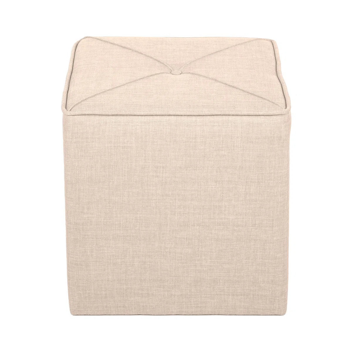 Joshi Fabric Pouffe In Ivory Cream Colour