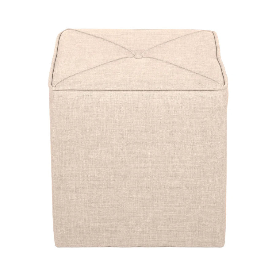 Joshi Fabric Pouffe In Ivory Cream Colour - Febonic Living