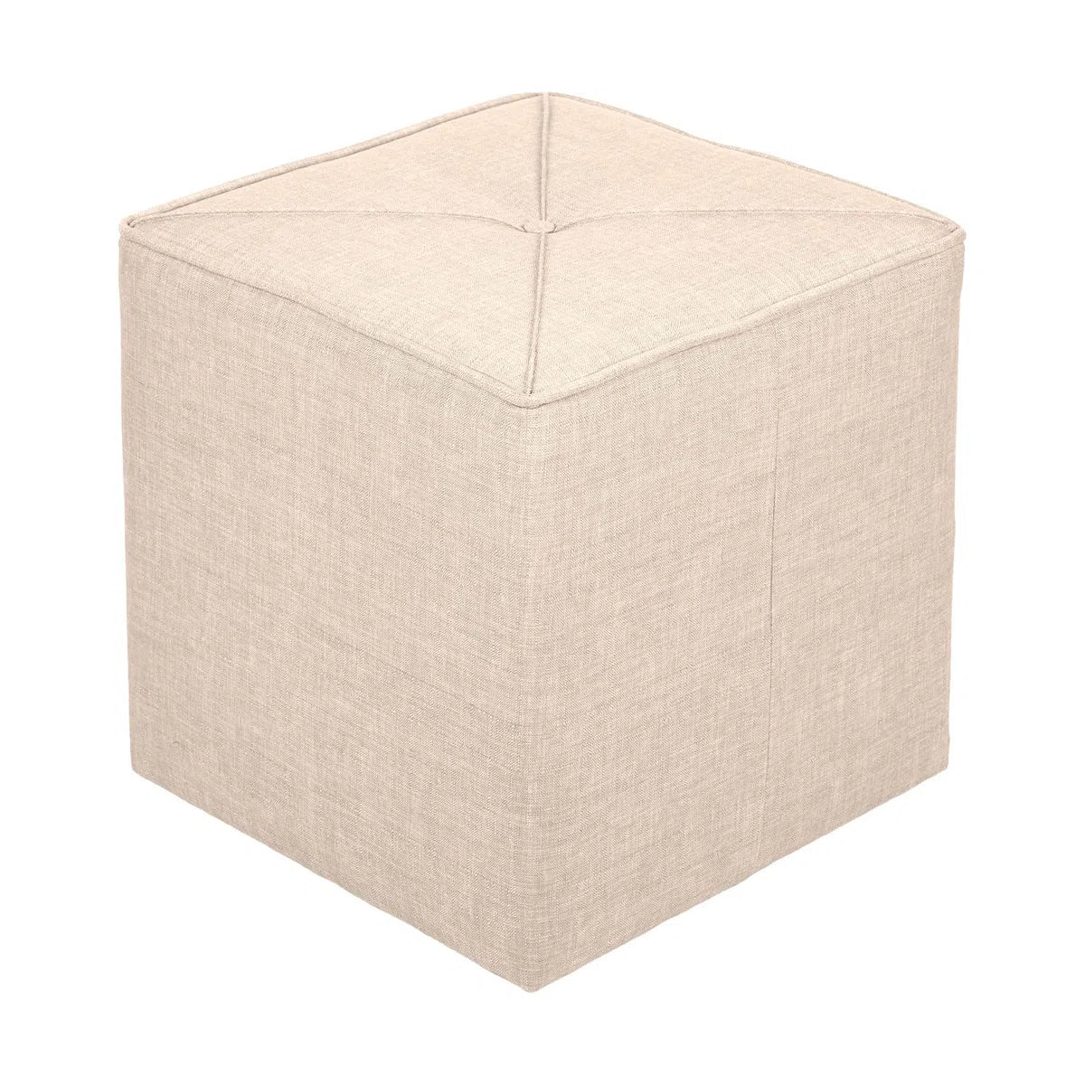 Joshi Fabric Pouffe In Ivory Cream Colour