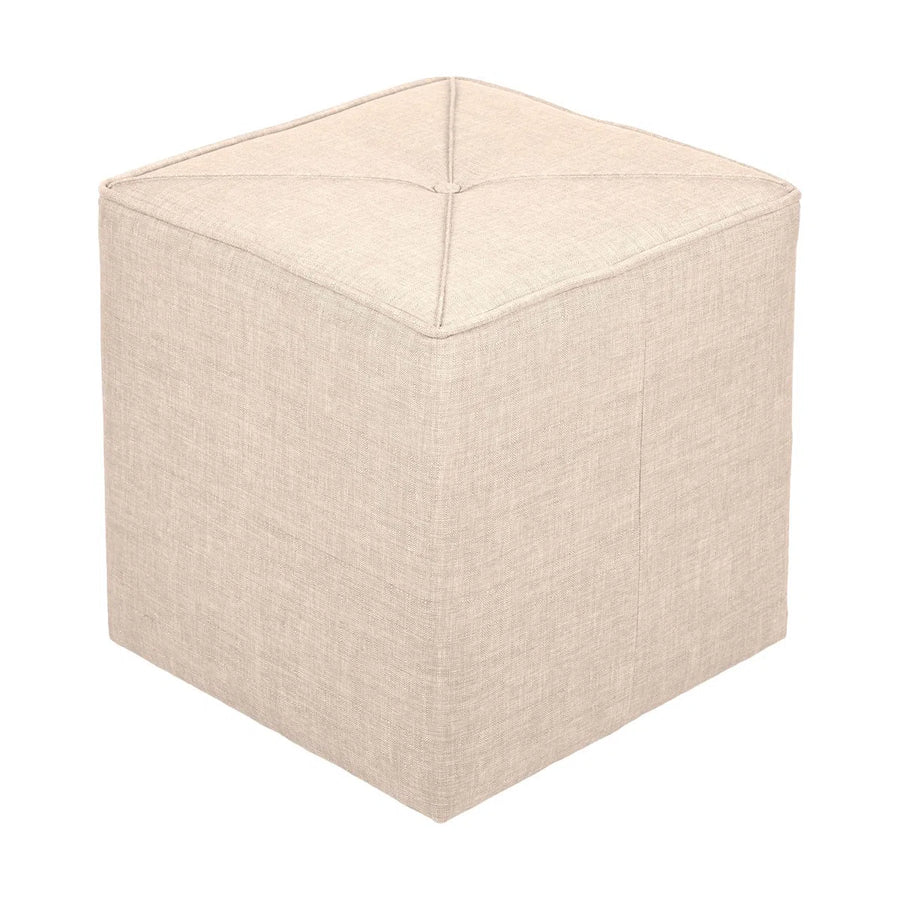 Joshi Fabric Pouffe In Ivory Cream Colour - Febonic Living