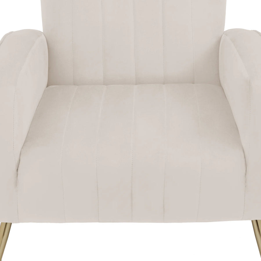 Cadal Velvet Wing Chair In Warm White Colour - Febonic Living