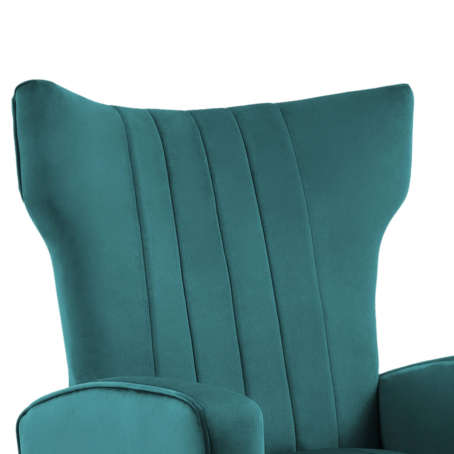 Cadal Velvet Wing Chair In Arabian Green Colour - Febonic Living