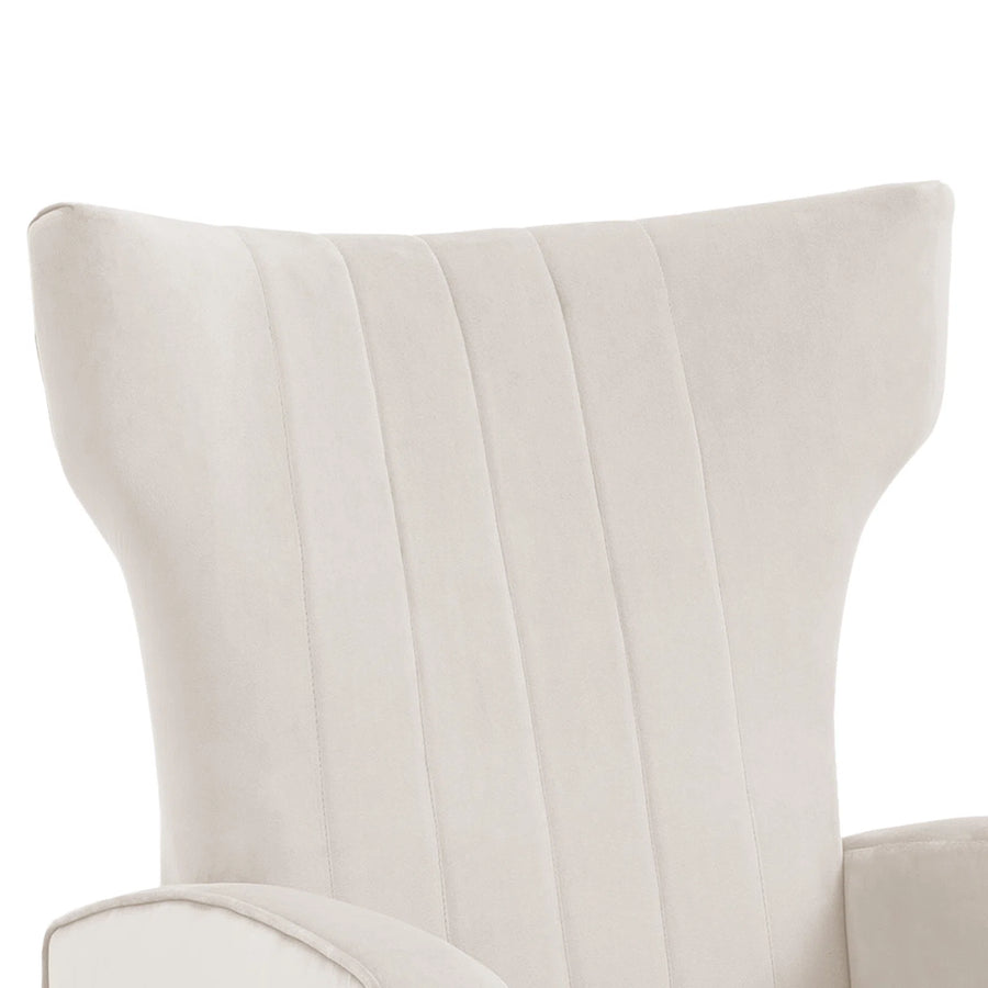 Cadal Velvet Wing Chair In Warm White Colour - Febonic Living