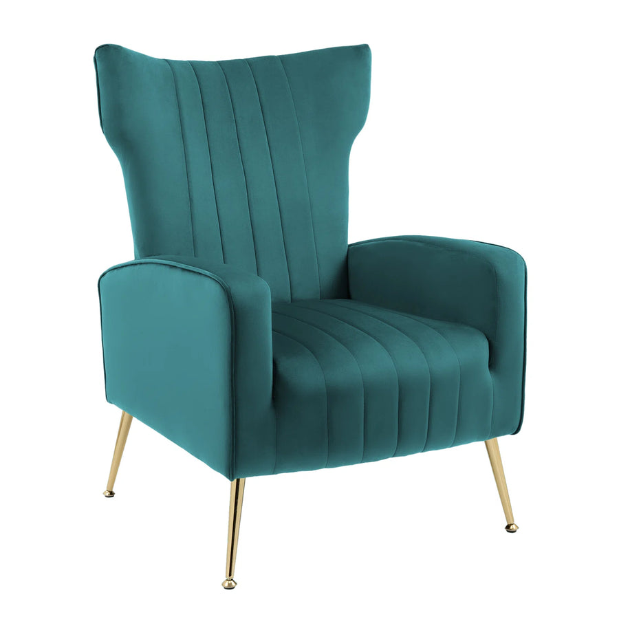 Cadal Velvet Wing Chair In Arabian Green Colour - Febonic Living
