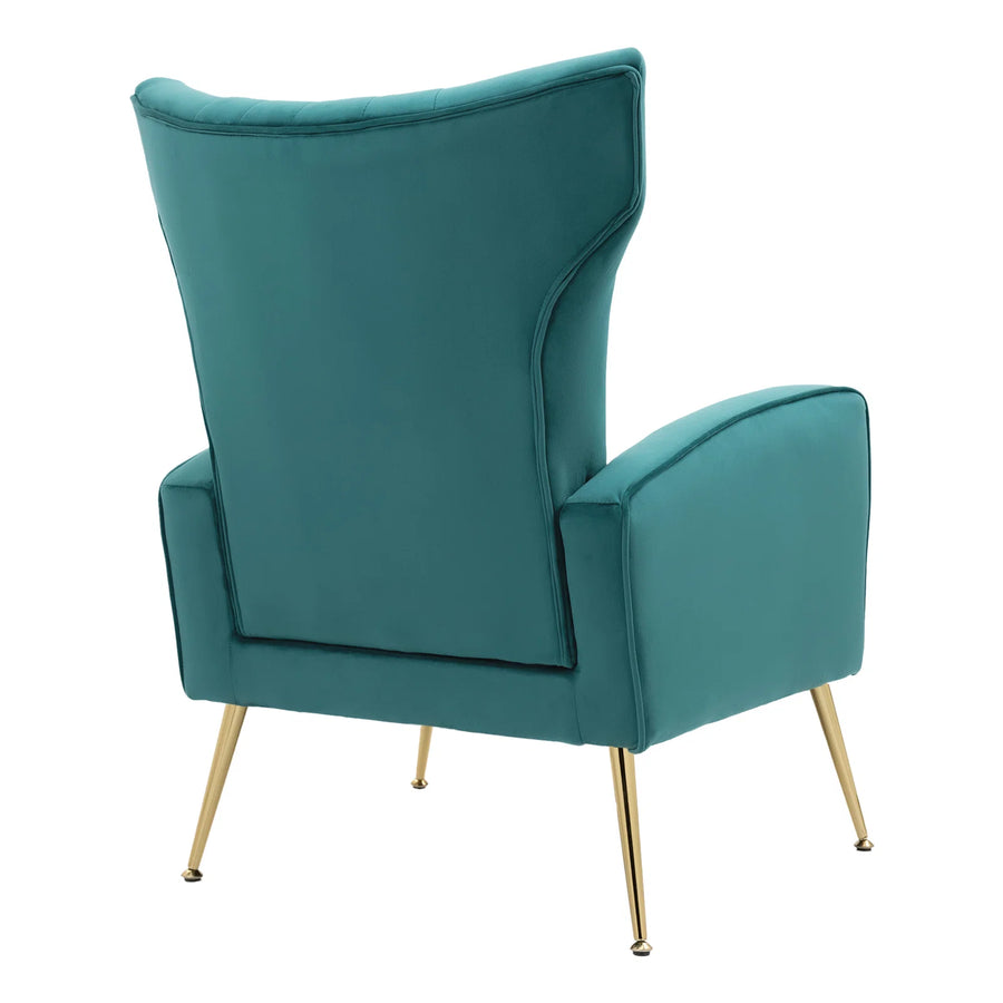 Cadal Velvet Wing Chair In Arabian Green Colour - Febonic Living