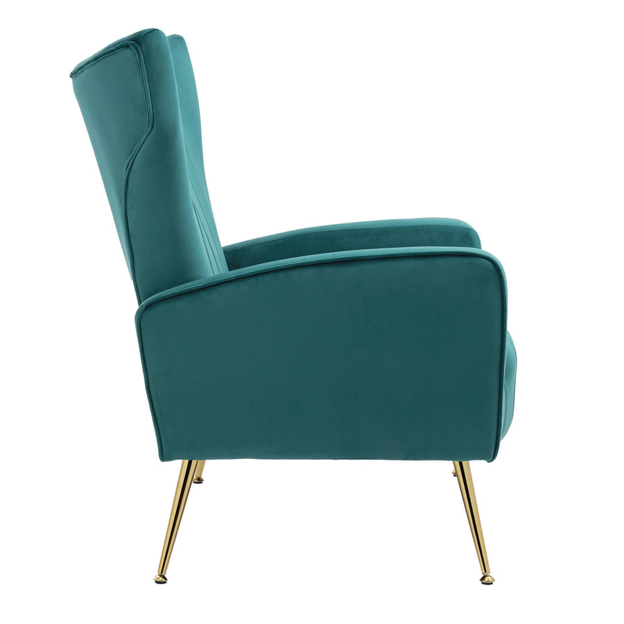 Cadal Velvet Wing Chair In Arabian Green Colour - Febonic Living