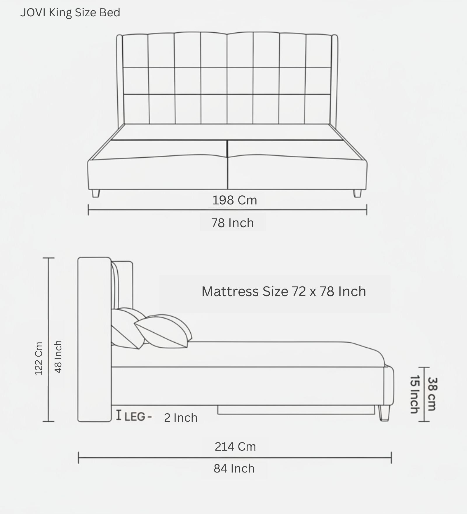 Jovi  Upholstered Velvet King Size Bed - Davy Grey