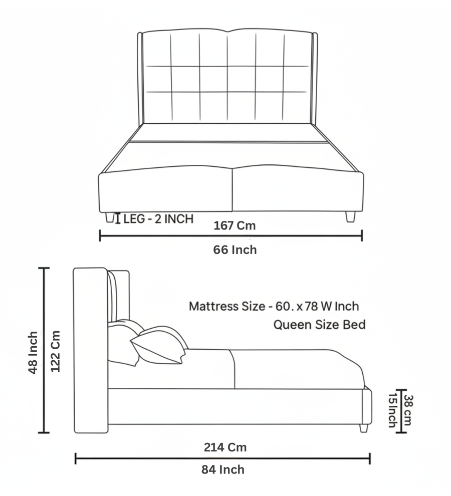 Jovi  Upholstered Velvet Queen Size Bed - Camel Beige
