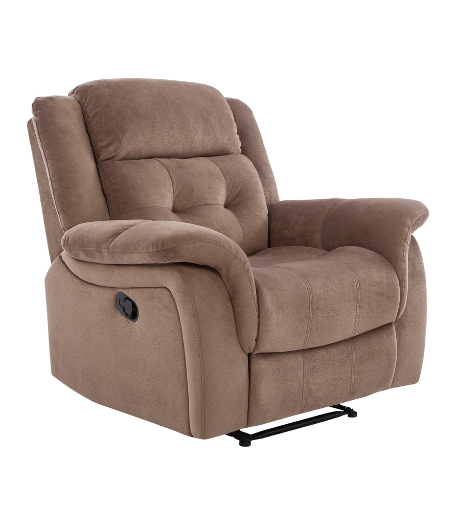Joy 1 Seater Motorized Velvet Fabric Recliner - Mocha Mouse - Side View by Febonic Living
