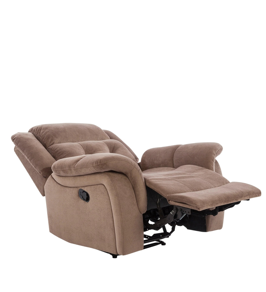 Joy 1 Seater Motorized Velvet Fabric Recliner - Mocha Mouse - Reclined View by Febonic Living